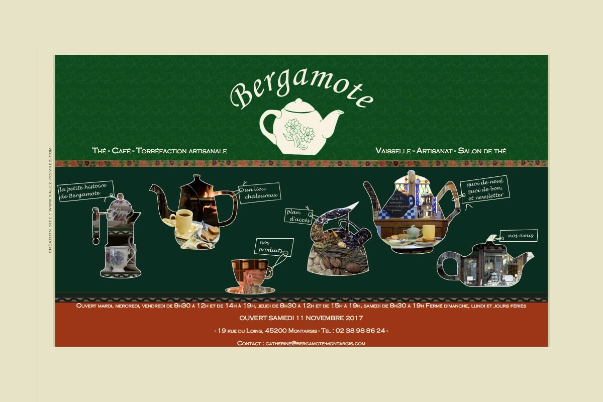 Capture d'écran de l'ancien site du salon de thé Bergamote.